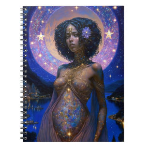 African American Black Goddess Queen Fantasy Art N Notebook