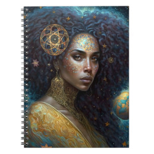 African American Black Goddess Queen Fantasy Art Notebook