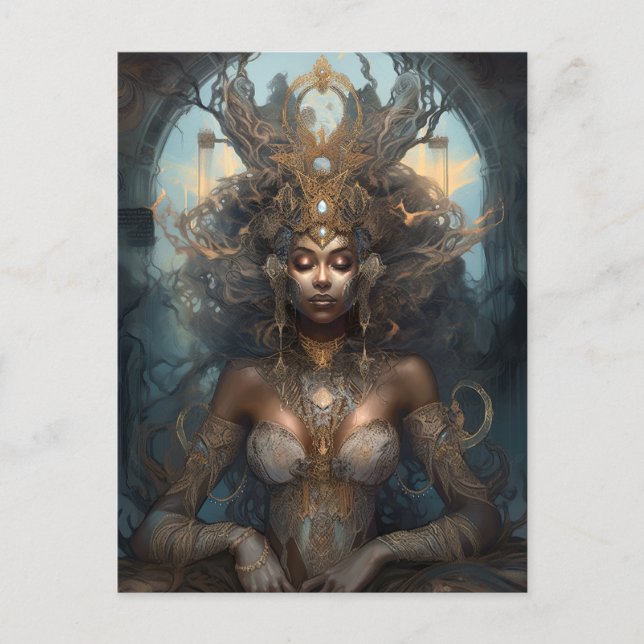 African American Black Goddess Queen Fantasy Art P Postcard (Front)