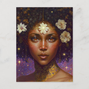 African American Black Goddess Queen Fantasy Art P Postcard