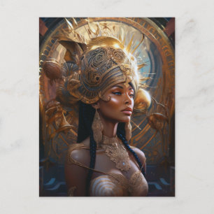 African American Black Goddess Queen Fantasy Art P Postcard