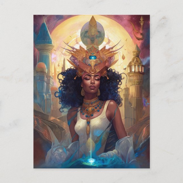 African American Black Goddess Queen Fantasy Art P Postcard (Front)