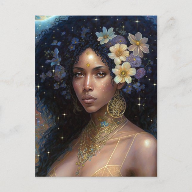 African American Black Goddess Queen Fantasy Art P Postcard (Front)