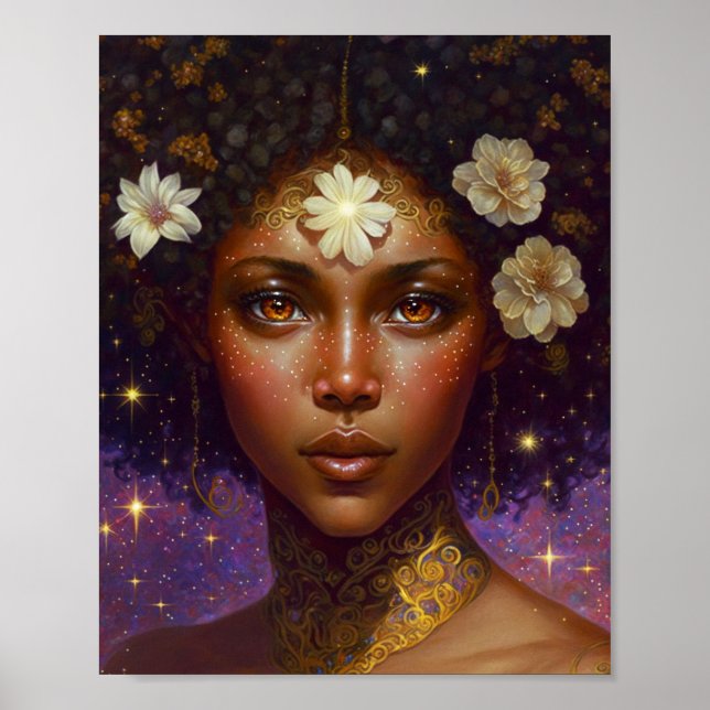 African American Black Goddess Queen Fantasy Art P Poster (Front)