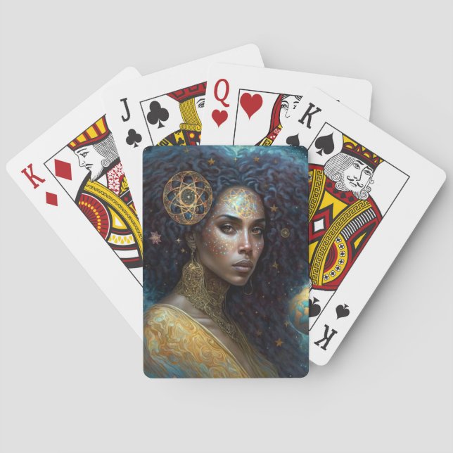 African American Black Goddess Queen Fantasy Art Playing Cards (Back)
