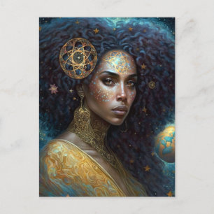 African American Black Goddess Queen Fantasy Art Postcard