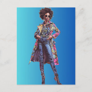 African American Black Queen Melanin Sista Shopp Postcard