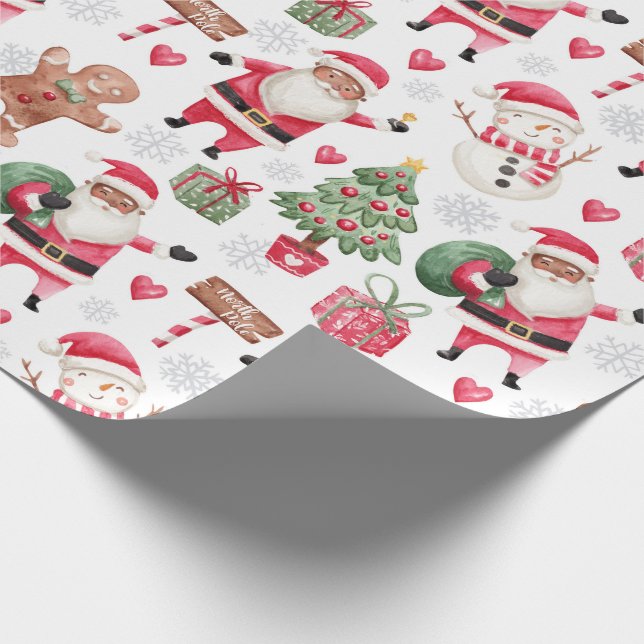 African American Black Santa Christmas Wrapping Paper (Corner)