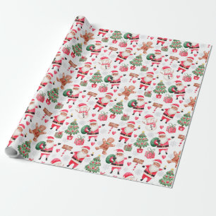 African American Black Santa Christmas Wrapping Paper