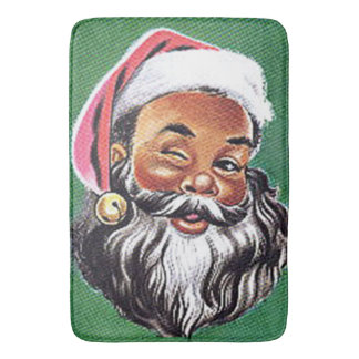 African American Black Santa Claus Christmas Bath Mat