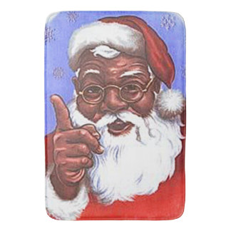 African American Black Santa Claus Christmas Bath Mat