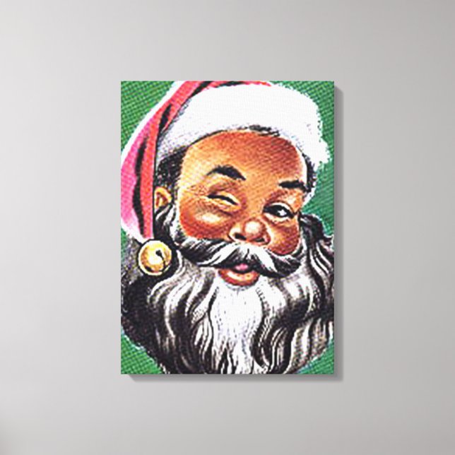 African American Black Santa Claus Christmas Canvas Print (Front)