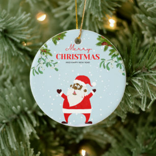 African American Black Santa Claus Christmas Ceramic Ornament