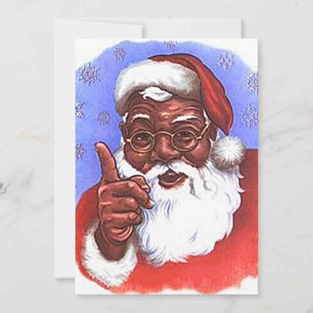 African American Black Santa Claus Christmas Invitation (Front)