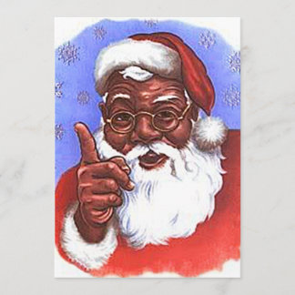 African American Black Santa Claus Christmas Invitation