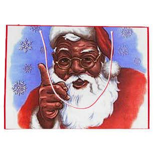 African American Black Santa Claus Christmas Large Gift Bag