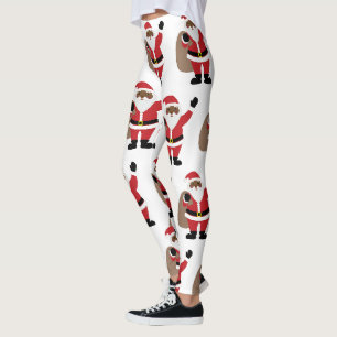  African American Black Santa Claus  Leggings