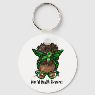 African American Black Woman Mental Health Awarene Keychain
