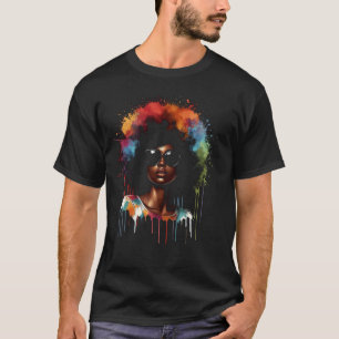 African American Black Women Queen Dripping Colorf T-Shirt