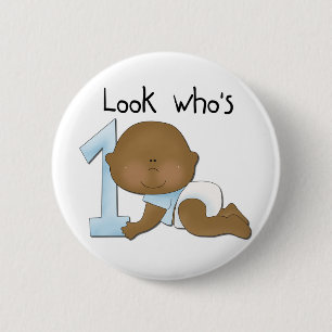 African American Boy 1st Birthday Tshirts and Gift 2 Inch Round Button