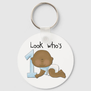African American Boy 1st Birthday Tshirts and Gift Keychain