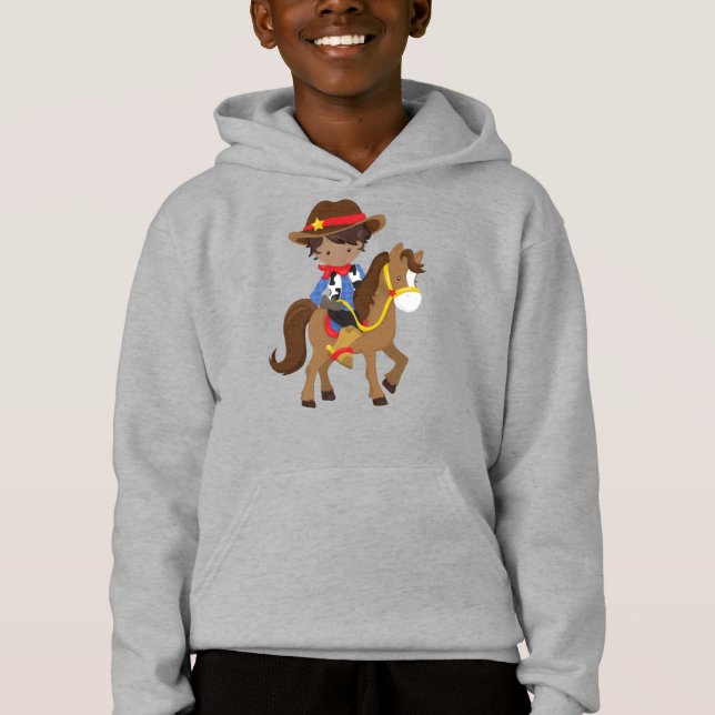 African American Boy, Cowboy, Sheriff, Cheval (Devant)