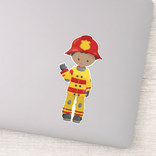 African American Boy, Fireman, Firefighter, Helmet