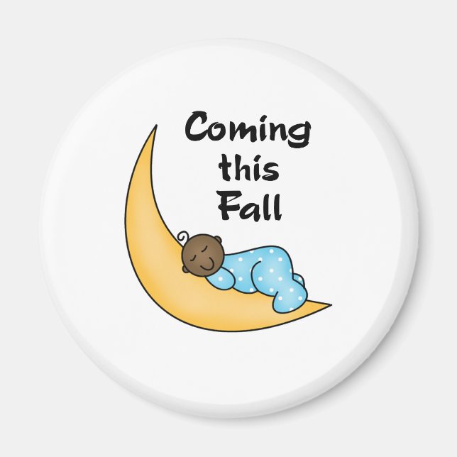 African American Boy on Moon Fall Magnet (Front)