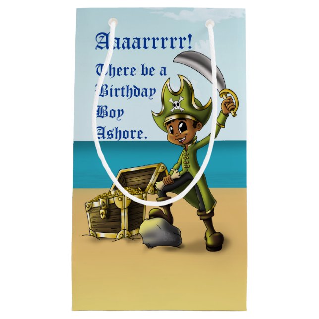 African American Boy Pirate Small Gift Bag (Front)