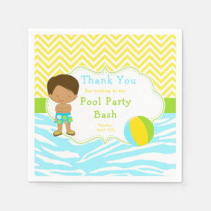 African American Boy Pool Party Bash Party Napkin