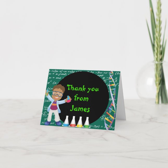 African American Boy Scientist Thank You Note Card (Front)