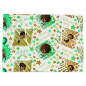 African American Boys and Stars Birthday Large Gift Bag (Back)