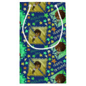 African American Boys and Stars Birthday on Blue Small Gift Bag (Back)