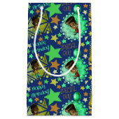 African American Boys and Stars Birthday on Blue Small Gift Bag (Front)