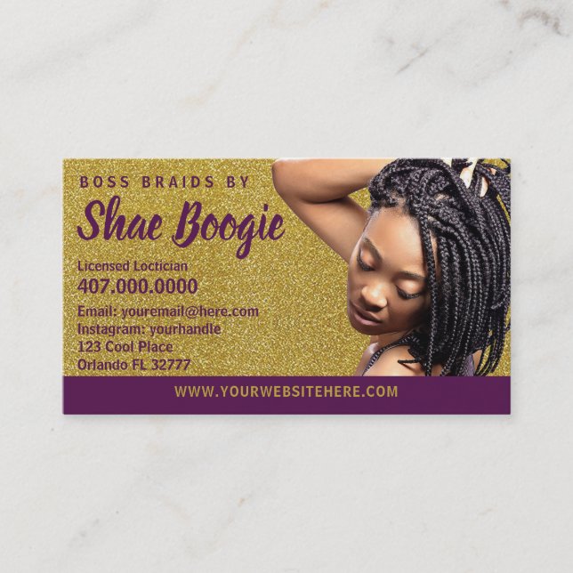 African American Braider Braids Loctician Template Appointment Card (Front)