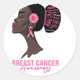African American Breast Cancer Awareness Woman Classic Round Sticker