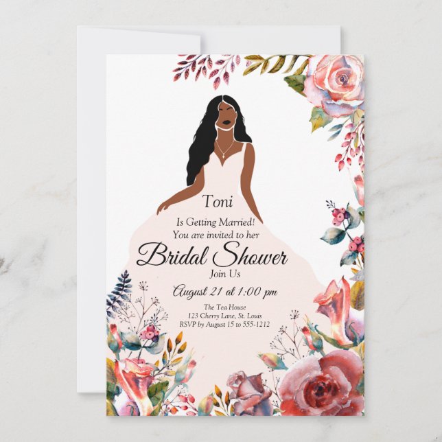 African American Bridal Shower  Garden Invitation (Front)