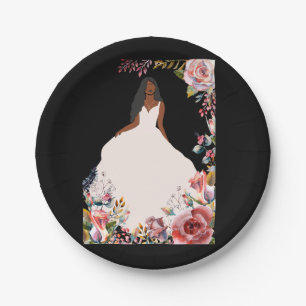 African American Bride Bridal Shower Paper Plate