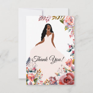 African American Bride Bridal Shower Thank You Card