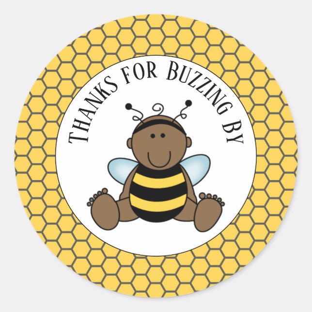 African American Bumble Bee Baby Classic Round Sti Classic Round Sticker (Front)