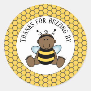 African American Bumble Bee Baby Classic Round Sti Sticker