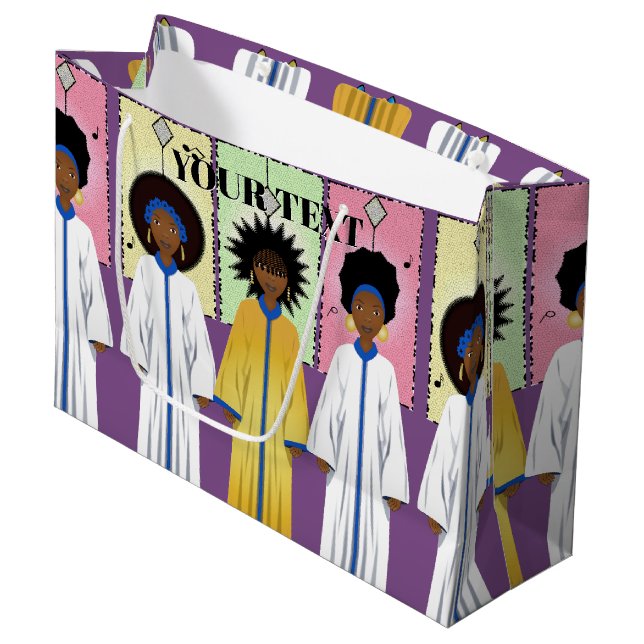 African American Carolers Singers Christmas Choir Large Gift Bag (Front Angled)