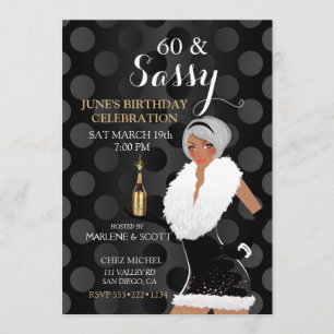 African American Celebration Party Girl Champagne Invitation
