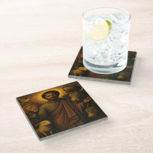 African American Christian Art Glass Coaster