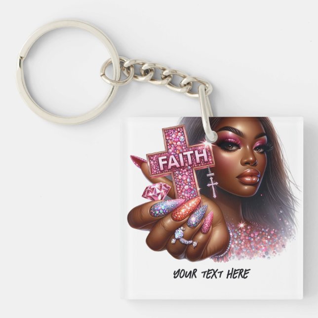 African American Christian “Faith” Inspirational Keychain (Front)