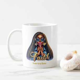 African American Christian Faith Personalized Pray Coffee Mug