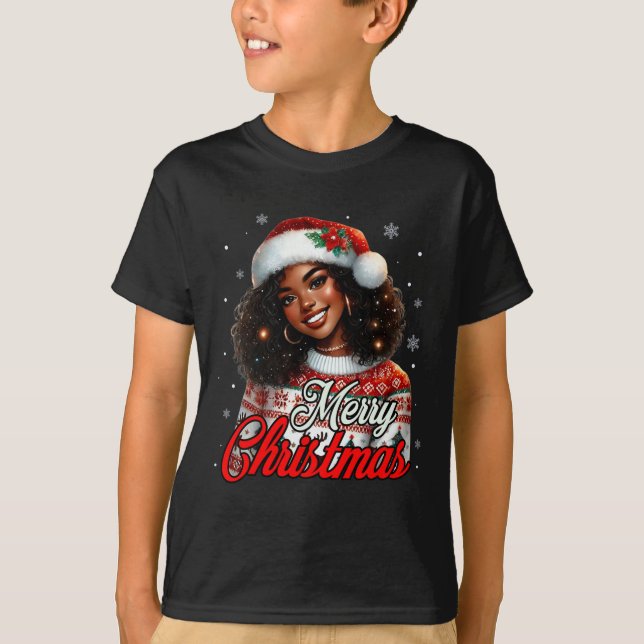 African American Christmas African Black Women Mom T-Shirt (Front)
