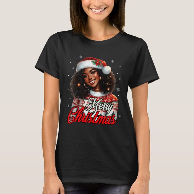 African American Christmas African Black Women Mom T-Shirt (Front)