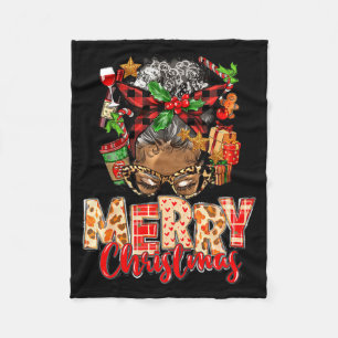 African American Christmas African Black Xmas Mom  Fleece Blanket