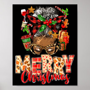 African American Christmas African Black Xmas Mom Poster